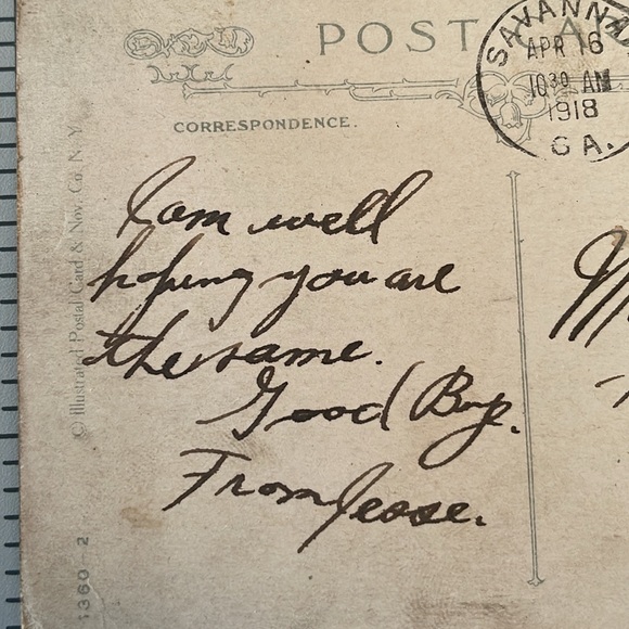 WWI (ca 1918) postcards (2) & 2 cent George Washington stamps (2) - Picture 5 of 11